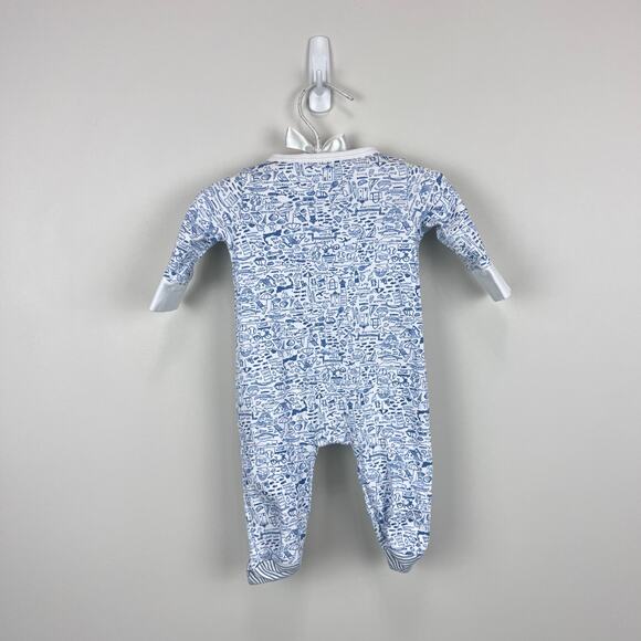 Joy Street Cape Cod Zip Baby Footie Blue Newborn - Picture 5 of 8